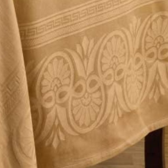 Gold 72 inch Square Jacquard Tablecloth, Cotton - Picture 2 of 2